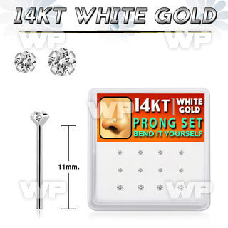 dwys11 box w 14kt white gold bend it nose stud w 1.5 2mm cz