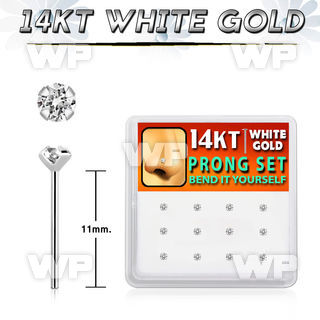 dwys1 box w 14kt white gold bend it nose studs w 2mm czs