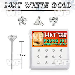 dwys9 box w 14kt white gold nose bend it nose studs w mix czs