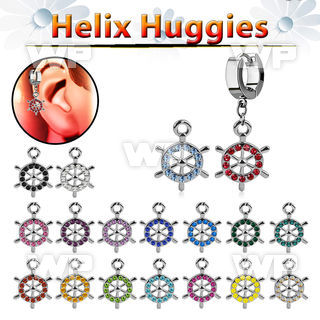 ehh633 helix huggie w a crystal studded ship wheel design