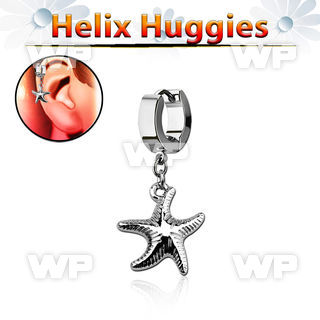 ehh727 helix huggie w a dangling plain starfish