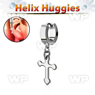 ehhcros helix huggie w a dangling plain cross