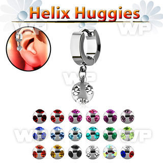 ehhmj helix huggie w a dangling steel ball