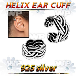 ehvcf16 sterling silver helix ear cuff with weave pattern design