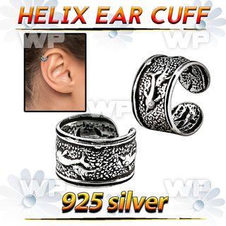 ehvcf22 sterling silver helix ear cuff w greek dolphins design