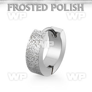 er269h stainless steel huggie w a frosted effect surface