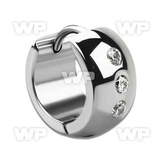 ercz11 pair of high polished steel huggies with 2 5mm cz