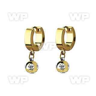 ergmjt6 gold steel huggies earrings w 6mm multi jewel ball