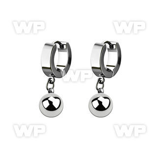 erhb8 steel huggies earrings w 8mm high polished steel balls