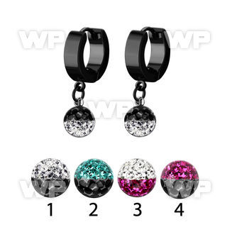 erkfre8 black steel huggise dangling bi color multi crystal ball