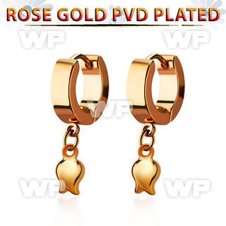 err767 rose gold stainless steel huggie earring w a tulip 