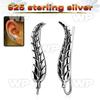 ervcl1 pair of 925 silver ear clips in leave shape