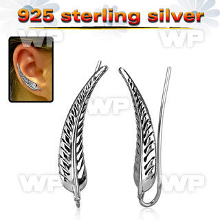 ervcl2 pair of 925 silver ear clips in small leaf shape