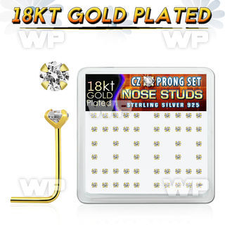 et3gkf6 box w silver 925 l shaped nose studs 18k gold plated nose piercing