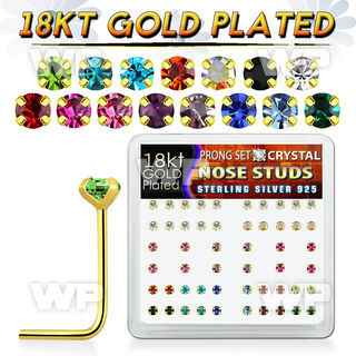 et3me0fj box w silver 925 l shaped nose studs 18k gold plated nose piercing