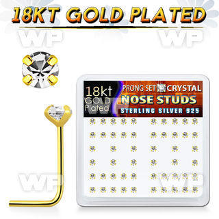 et3me9f6 box w silver 925 l shaped nose studs 18k gold plated nose piercing