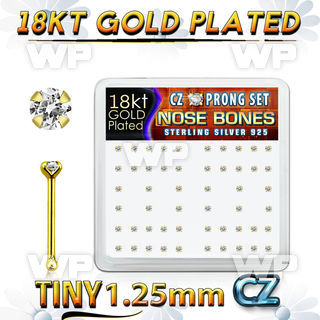 et4gekf6 box w silver 925 nose bone 18k gold plated tiny 1 25mm nose piercing