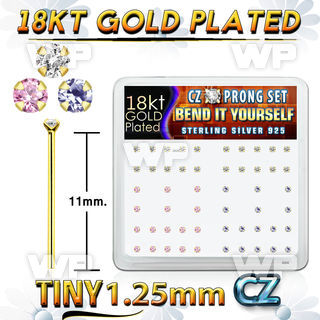 etngekfj box w silver 925 un bent nose stud 18k gold plated tiny nose piercing