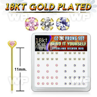 etngksfj box w silver 925 bend it nose studs 18k gold plated nose piercing