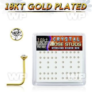 etu34f6 box w silver 925 l shaped nose studs 18k gold plated nose piercing