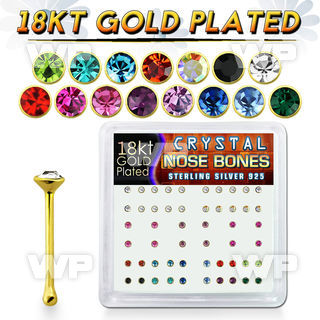 etu44fj box w silver 925 nose bone 1 5mm round crystals in mixed nose piercing