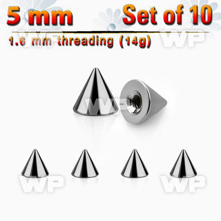 f65us pack 5mm surgical steel cones threading 1 6mm belly piercing