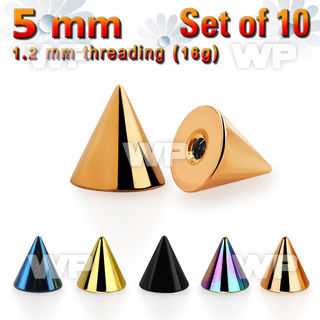 f6urs3 pack 5mm ion plated surgical steel cones threading 1 2mm 