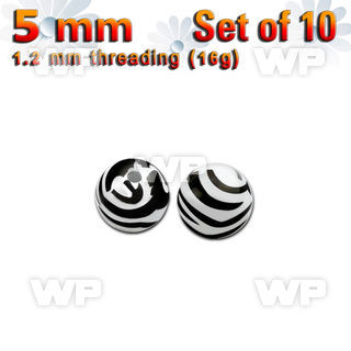 f74cs3 pack 5mm zebra acrylic ballsthreading 1 2mm belly piercing