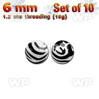 f74cy3 pack 6mm zebra acrylic ballsthreading 1 2mm belly piercing