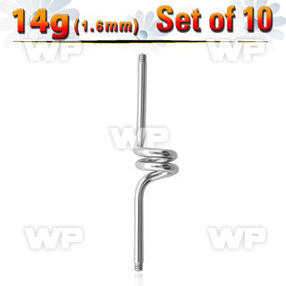 f8u6e0i pack surgical steel industrial twister barbell1 6mm threa belly piercing