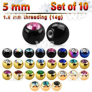 fc4rsi pack 5mm ion plated surgical steel ballspress fit crystal belly piercing