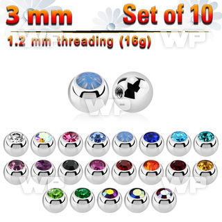 fc4z pack 3mm surgical steel ballspress fit crystal 1 2mm belly piercing