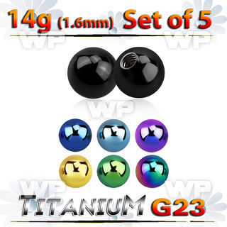 fh4rsi pack 5mm ion plated g23 titanium balls1 6mm threading belly piercing