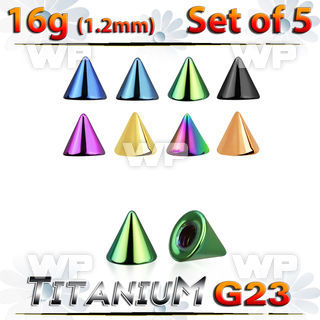 fh6urks pack of 5 pcs ion plated g23 titanium cones 2 5mm 1 2mm 