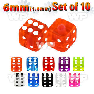 fhq18y pack 6mm acrylic uv dices1 6mm threading belly piercing