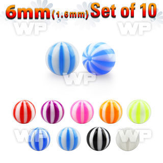 fhq4wy pack of 10 pcs 6mm acrylic uv beach ball s1 6mm threadin belly piercing