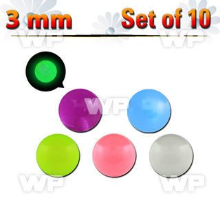 fib4z pack 3mm acrylic glow in the dark ball sthreading 1 2mm 