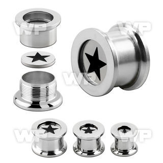 fpsr 316l steel screw fit flesh tunnel w laser cut star