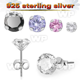 gga1j premium 925 silver ear stud w round pround set czs stone