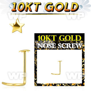 gisst 10kt gold nose screw with 2mm plain gold star shaped top