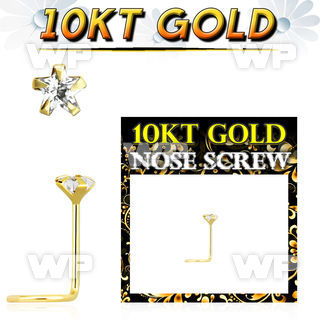 giszsm1 10kt gold nose screw, w 3mm star cz stone