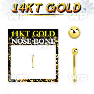 gnbb1b 14kt gold nose bone, 20g w a 1.5mm ball shaped top