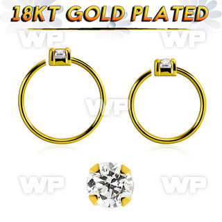 gpnhz25 gold plated silver seamless nose ring 2.5mm prong set cz