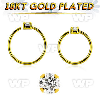 gpnhz2 gold plated silver seamless nose ring w 2mm prong set cz