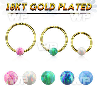 gpselo20 18k gold plated silver seamless ring 20g 3mm opal ball