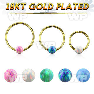 gpselo22 18k gold plated silver seamless ring 22g 3mm opal ball