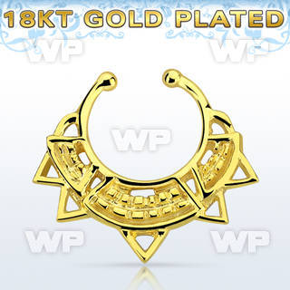 gpsepd10 gold silver fake septum clicker w wide engraved indian 