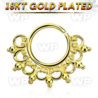 gpsepv12 gold plated silver septum ring w a wide engraved indian