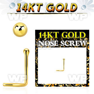 gscb1b 14kt gold nose screw, 20g w a 1.5mm ball shaped top