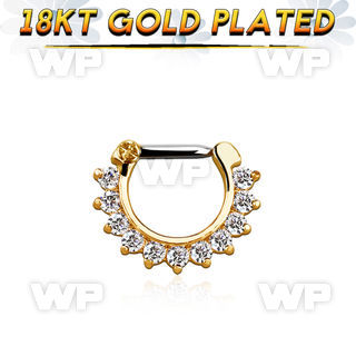 gsepc14 gold plated silver septum clicker 16g w prong set cz